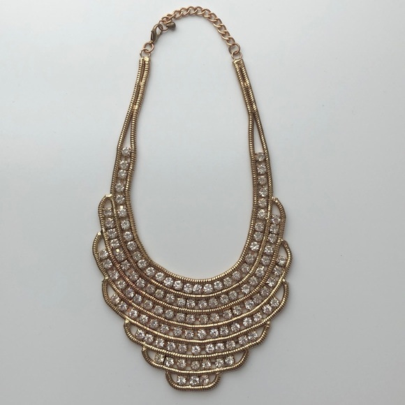 Jewelry - Gold & Diamond Studs Crew Bib Necklace